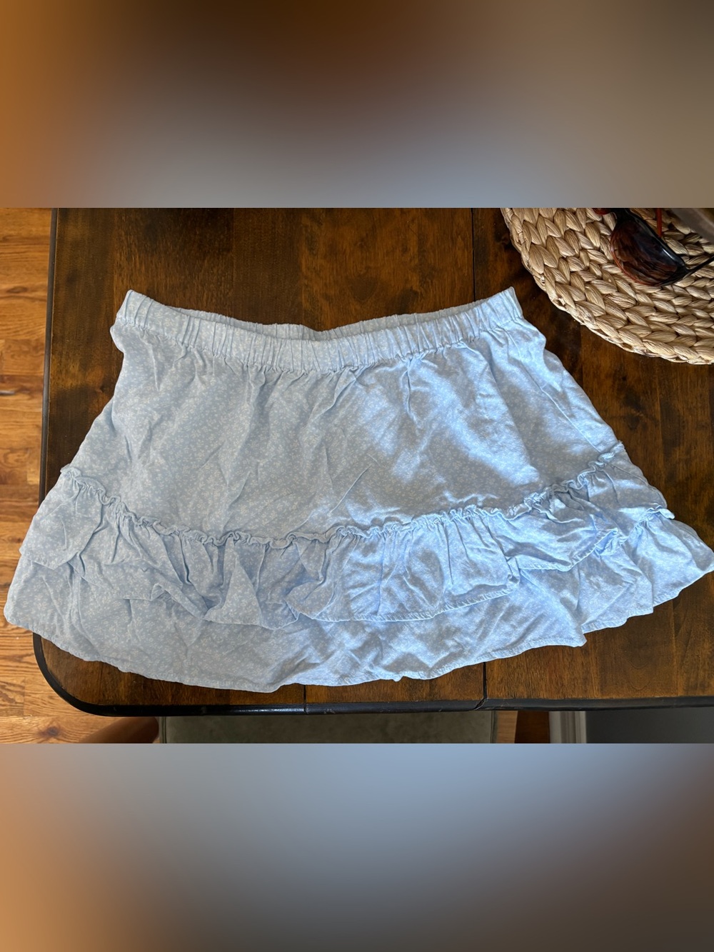 Brandy Melville Light Blue Ruffle Mini Skirt